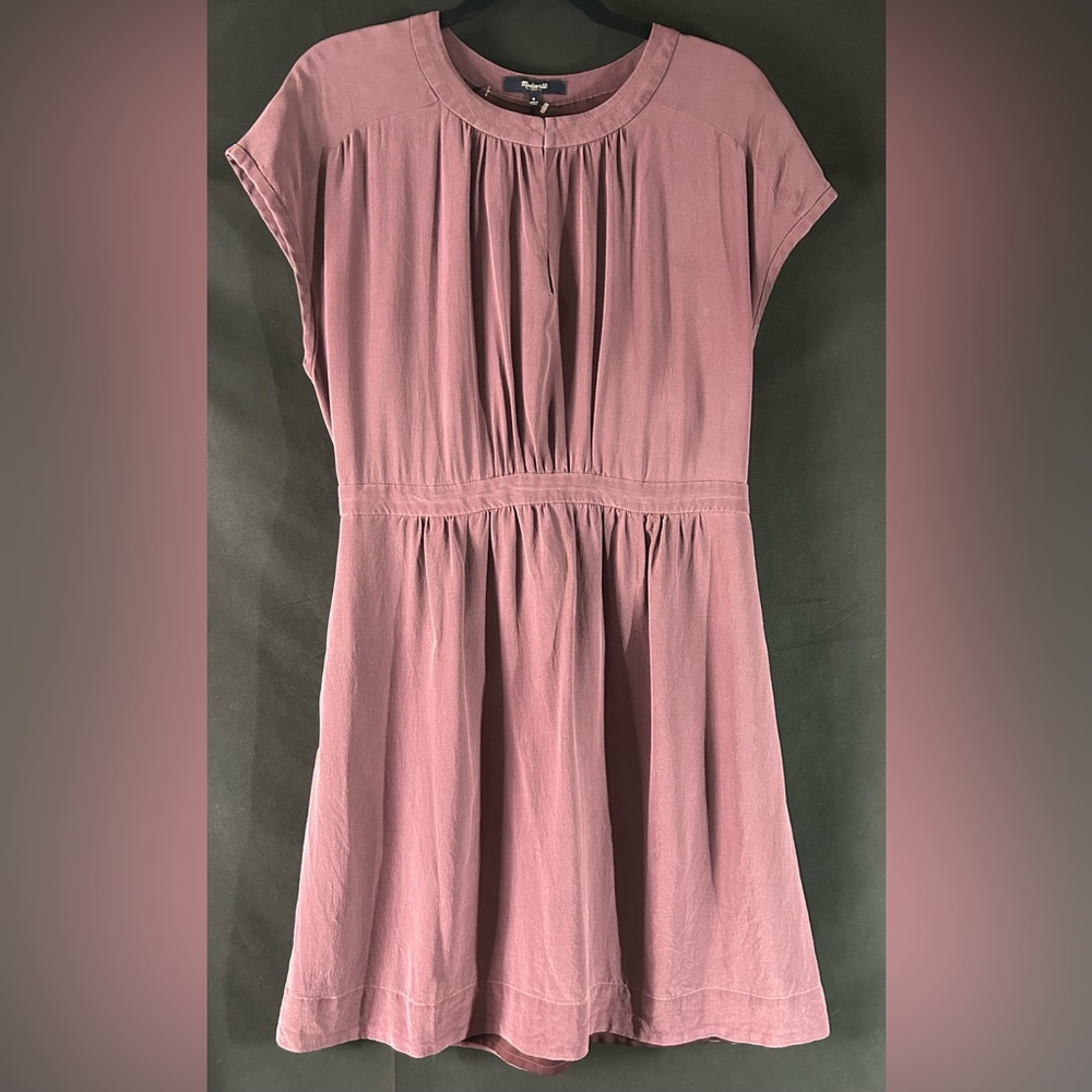 Madewell Mauve Mini Dress Cap Sleeve Casual Pocket Dress Size 8 - Picture 2 of 5